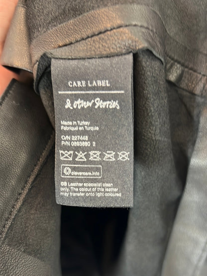 &amp;OTHER STORIES. Black leather overshirt, size 40