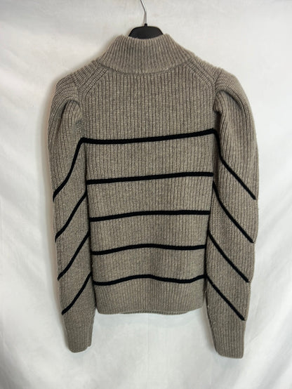BA&amp;SH. Grey and black zip-up sweater. Size 1(S)