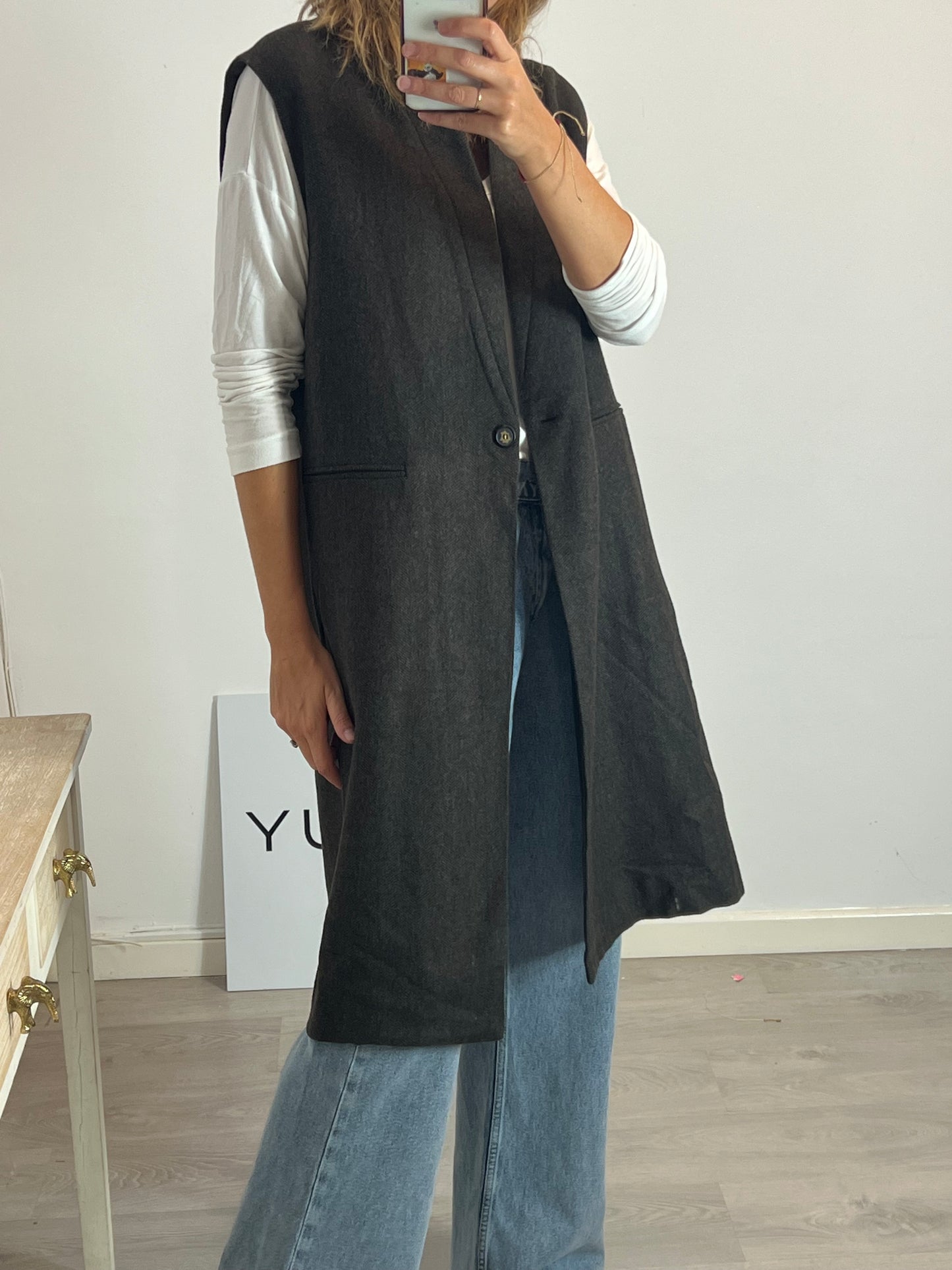 NÍCOLI. Chaleco marrón jaspeado. TU (S/M)