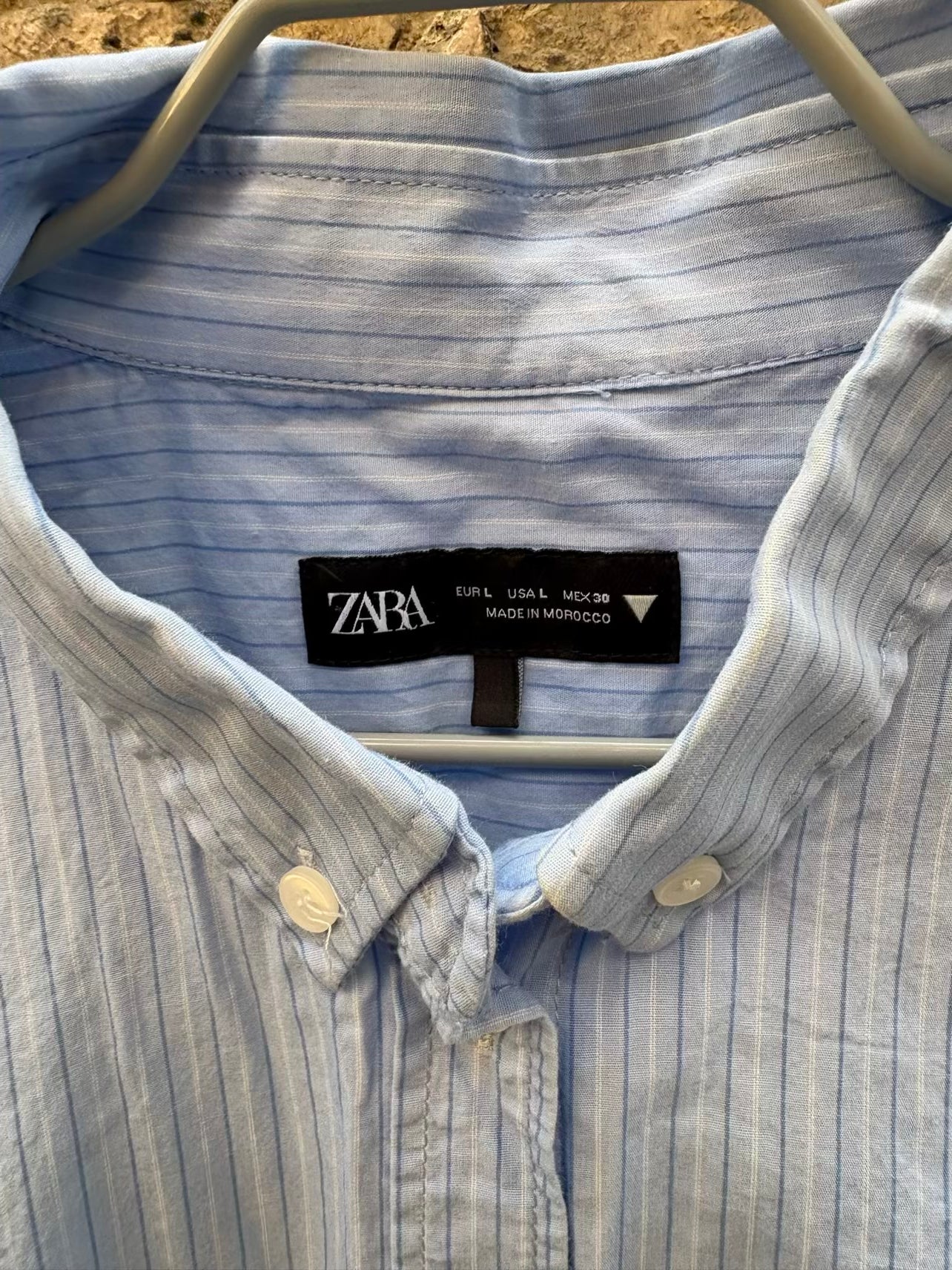 ZARA. Camisa azul rayas
