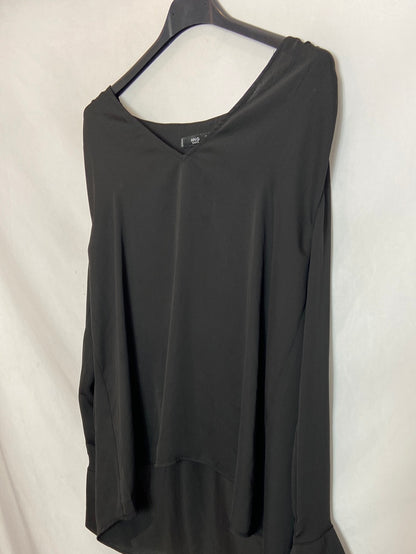MANGO. Blusa negra manga larga  T.XS