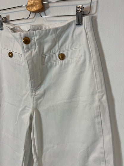 ZARA. Pantalón culotte denim blanco T.38