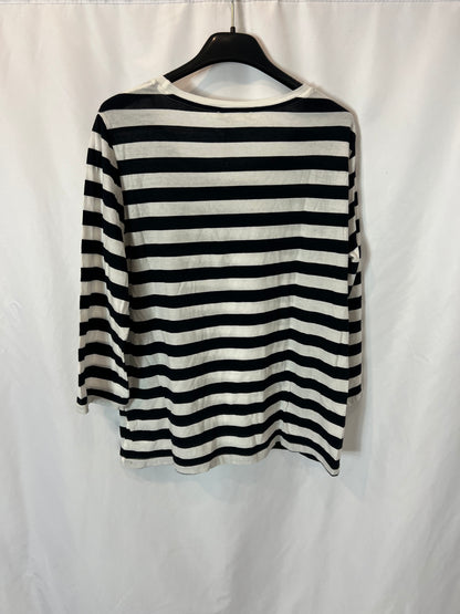 ESE O ESE. camiseta rayas blanca y  negra T.m