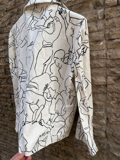 ISABEL DE PEDRO. Chaqueta lino estampada