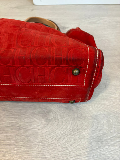 CAROLINA HERRERA. Bolso piel rojo