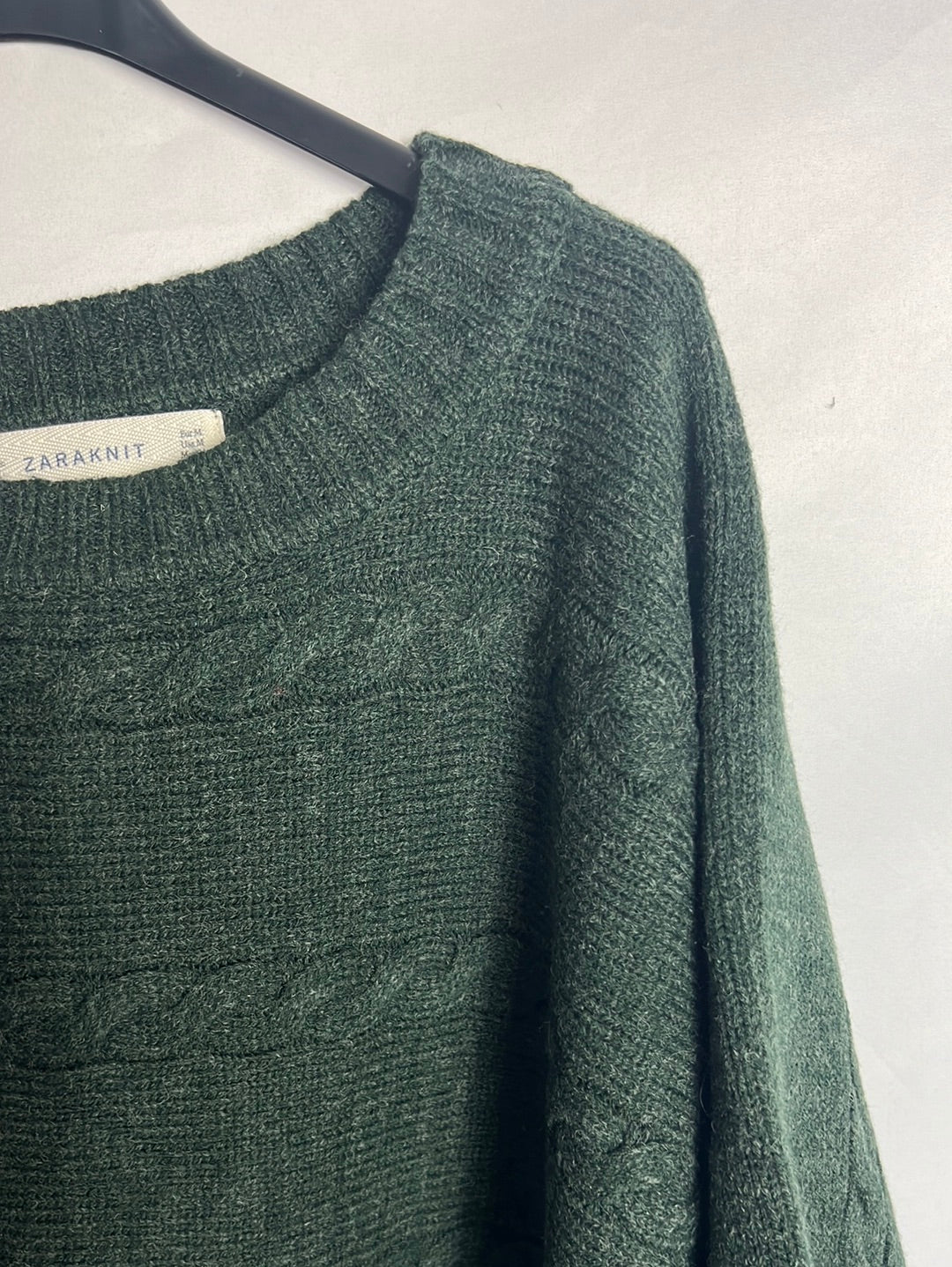 ZARA. Poncho verde Ochoa bolsillos. T M