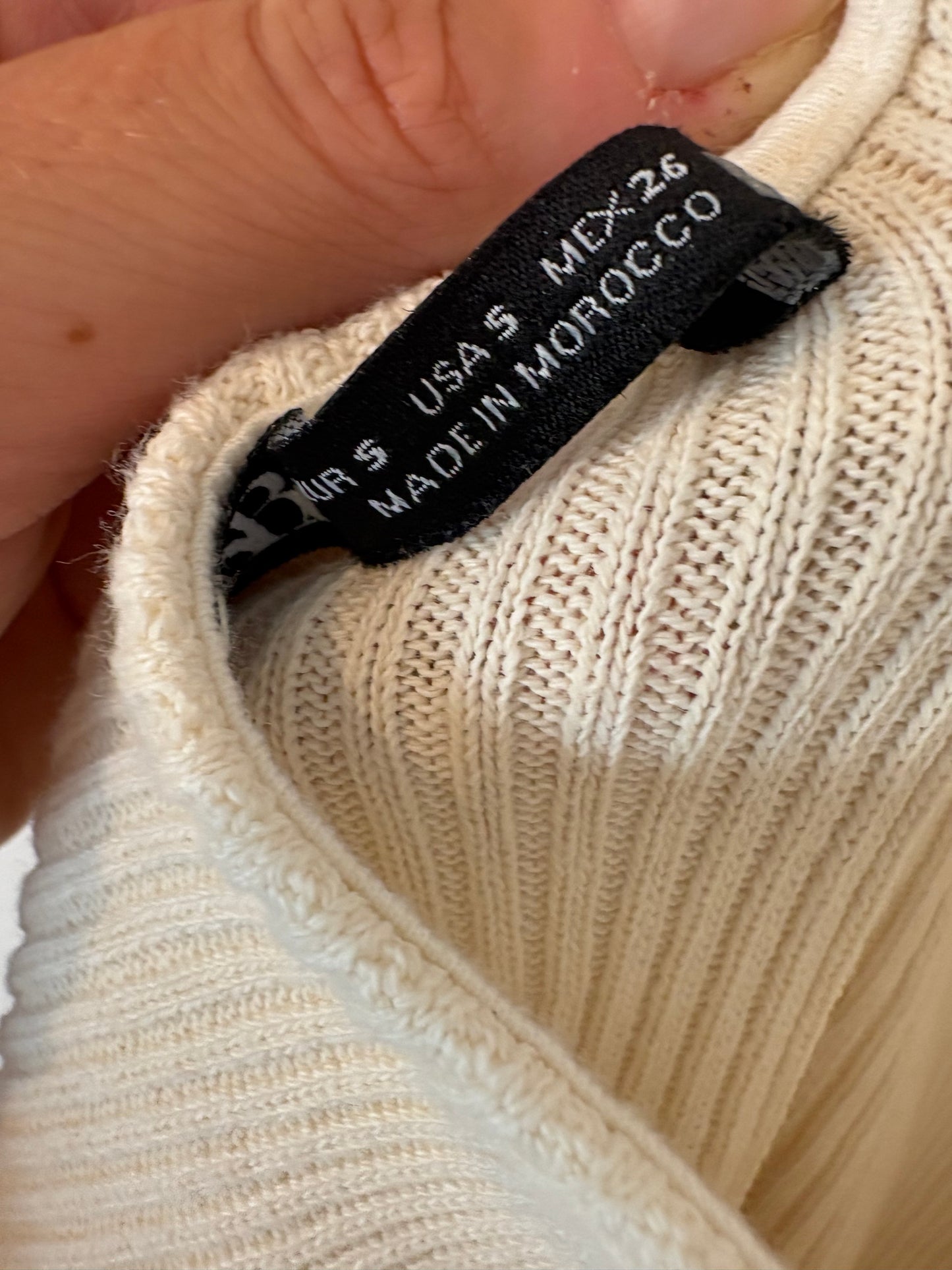 ZARA. Vestido beige doble textura T.s