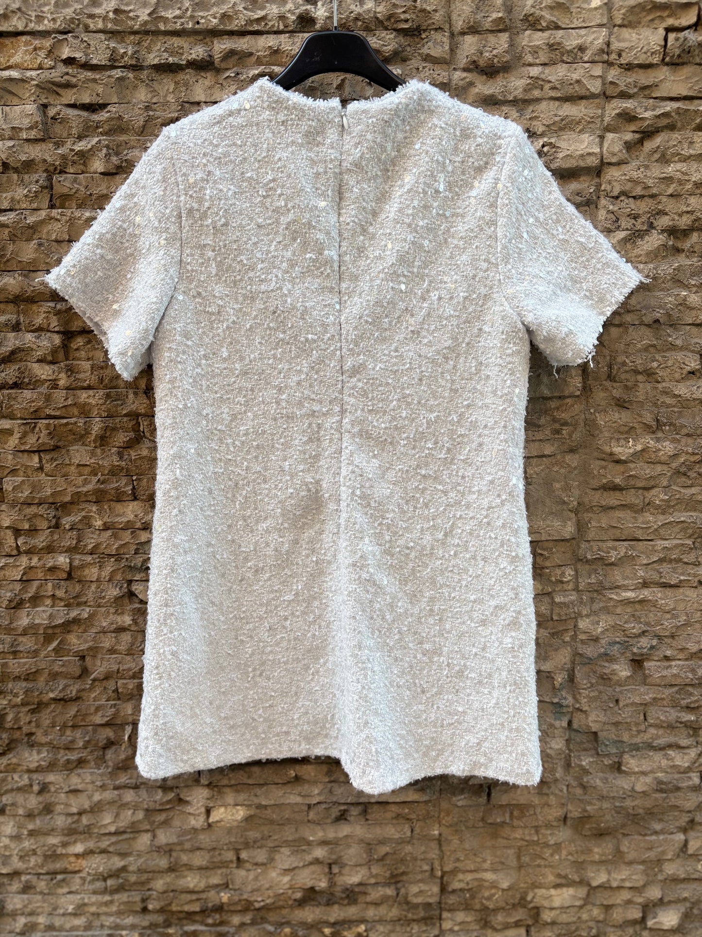 ZARA. Vestido corto tweed lentejuelas. T S