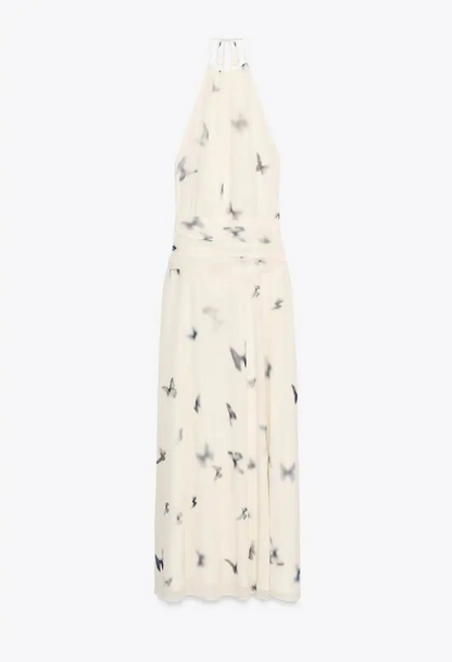 ZARA. Vestido largo asimétrico estampado