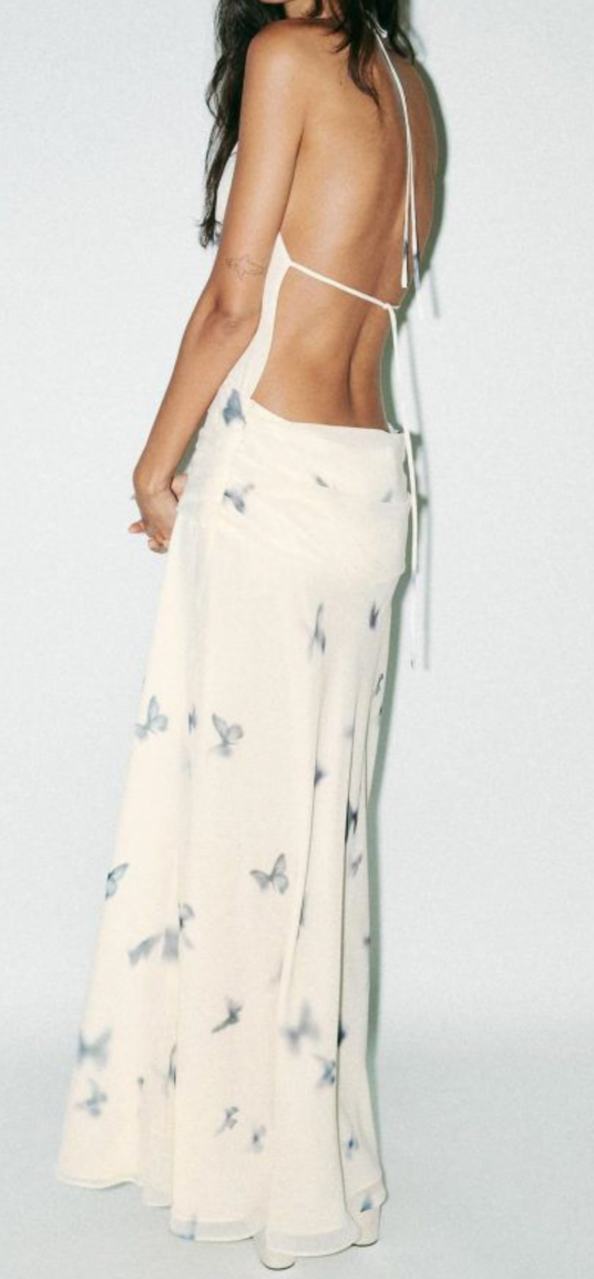 ZARA. Vestido largo asimétrico estampado