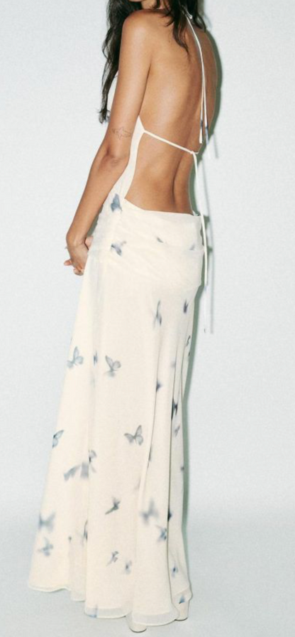 ZARA. Vestido largo asimétrico estampado