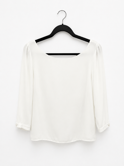 BY CLÉA. Blusa blanca espalda baja T.s y T.m