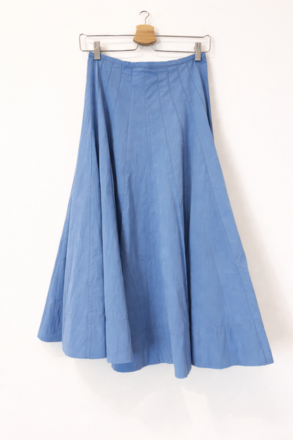 ZARA. Falda midi azul costuras