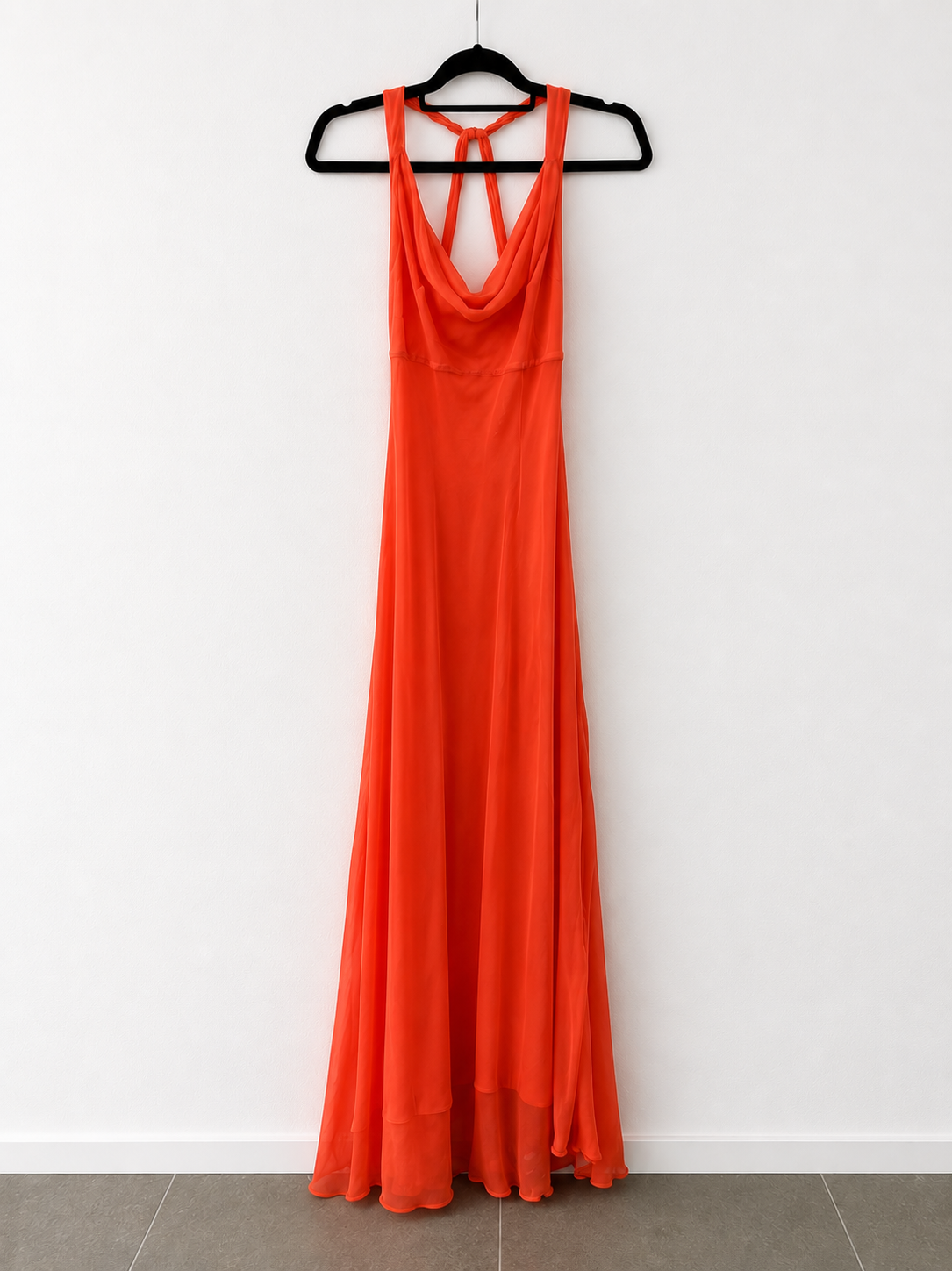 ETXART&PANNO.Vestido largo seda coral T.s