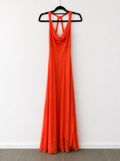 ETXART&PANNO.Vestido largo seda coral T.s