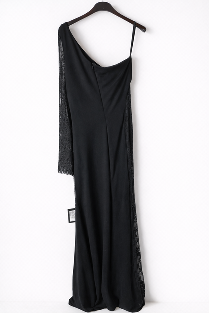 PRONOVIAS. Vestido largo negro encaje T.38