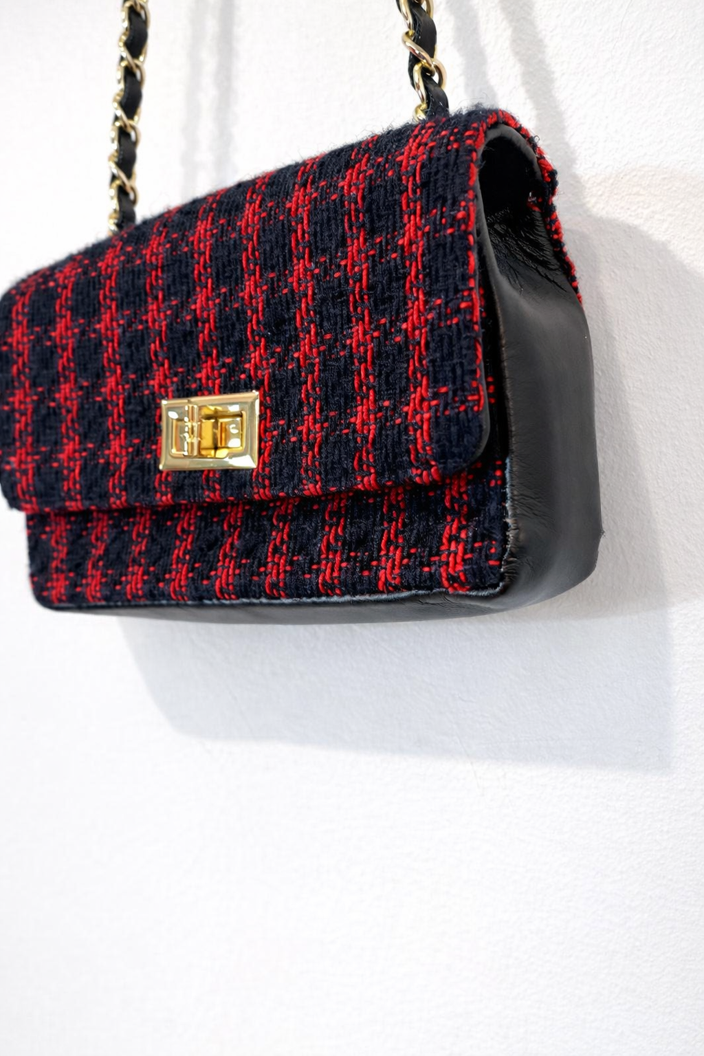 Bolso tweed y piel