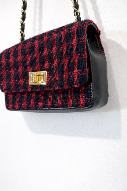 Bolso tweed y piel