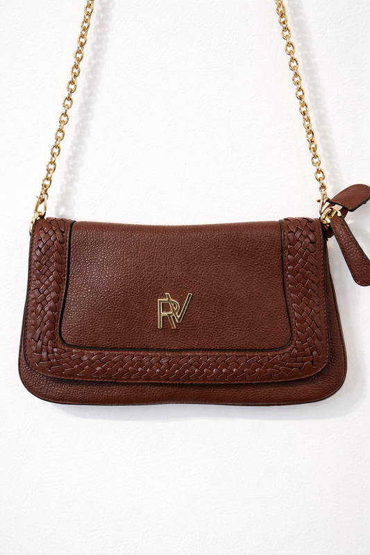 ROBERTO VERINO. Bolso marrón piel