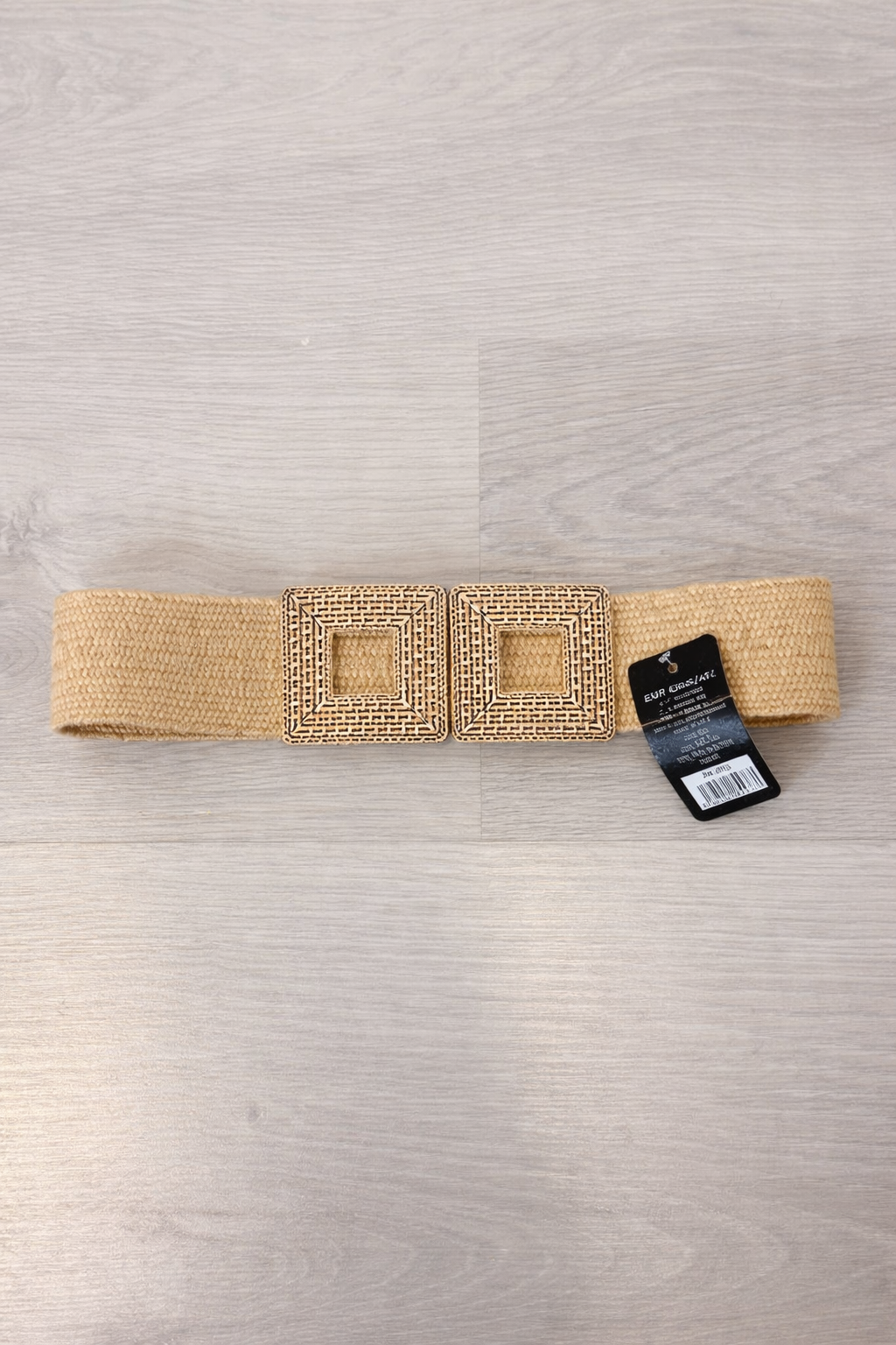 OTRAS. Cinturón rafia elastico hebilla dorada