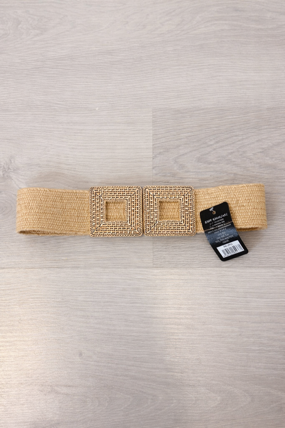 OTRAS. Cinturón rafia elastico hebilla dorada