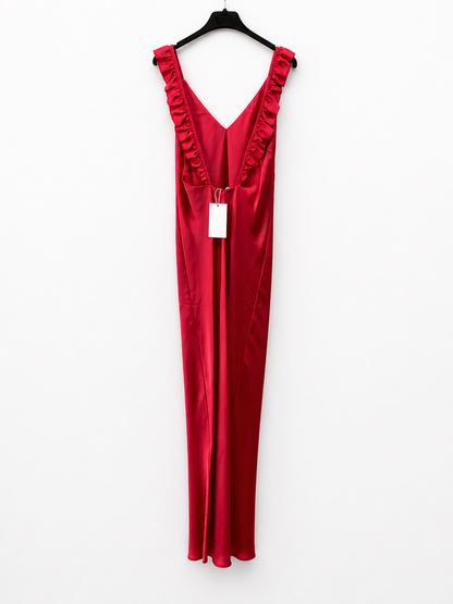 BY CLÉA.Vestido midi rosa satinado (36,38,40)
