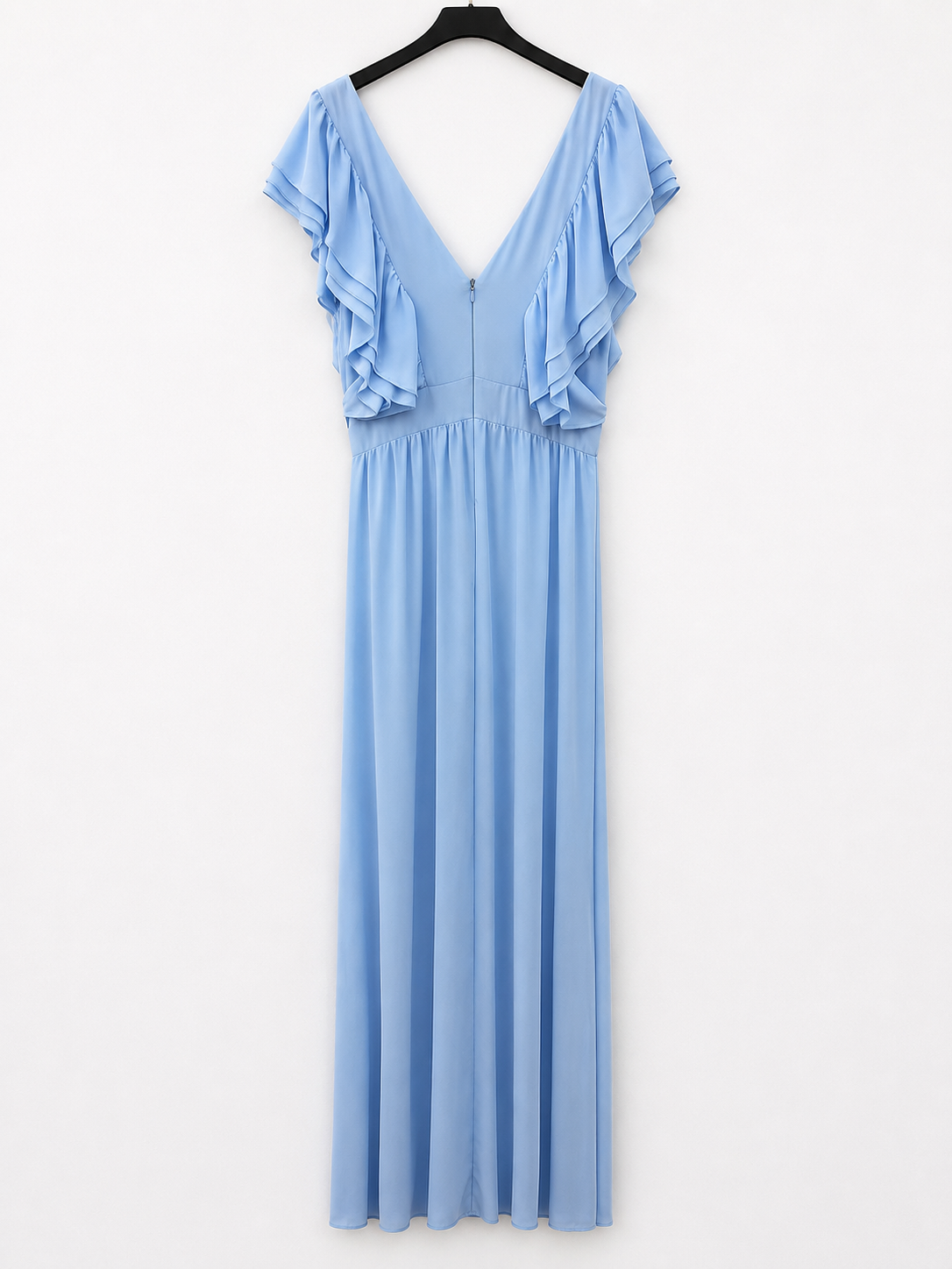 BY CLÉA.Vestido largo azul volantes (36,38 y 40)