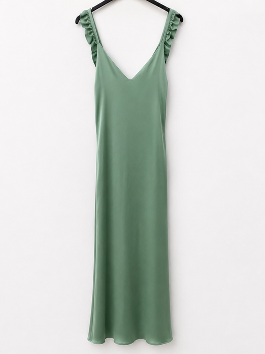 BY CLÉA. Long satin water green dress (36,38)
