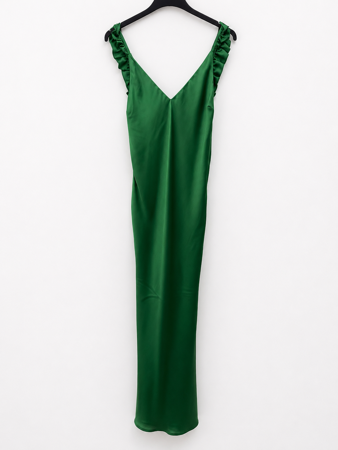BY CLÉA.Vestido midi verde satinado (38,40)