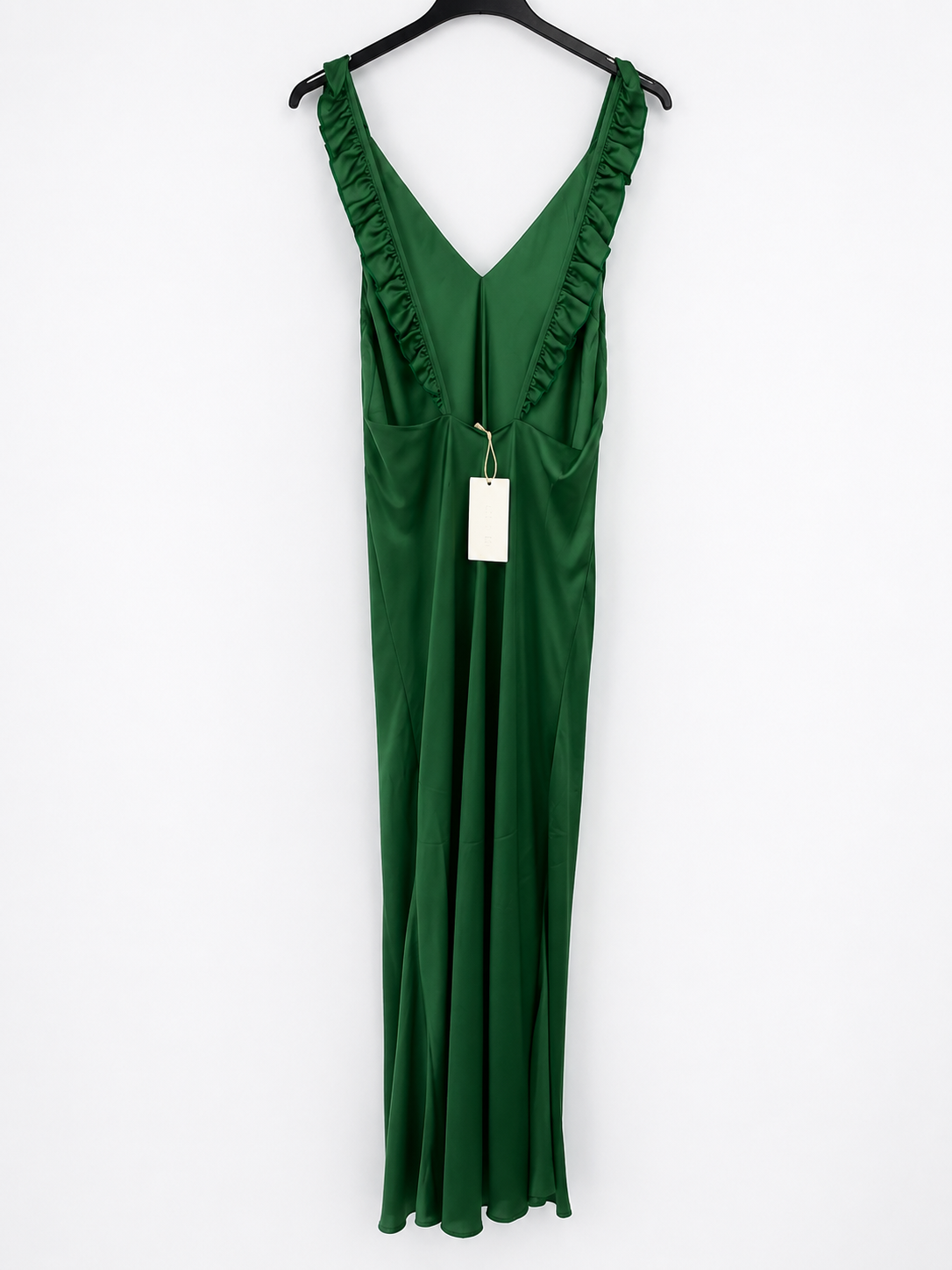 BY CLÉA.Vestido midi verde satinado (38,40)