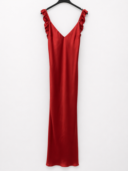 BY CLÉA.Vestido midi naranja satinado (36,38,40)