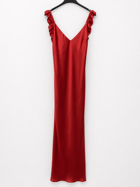 BY CLÉA.Orange satin midi dress (36,38,40)