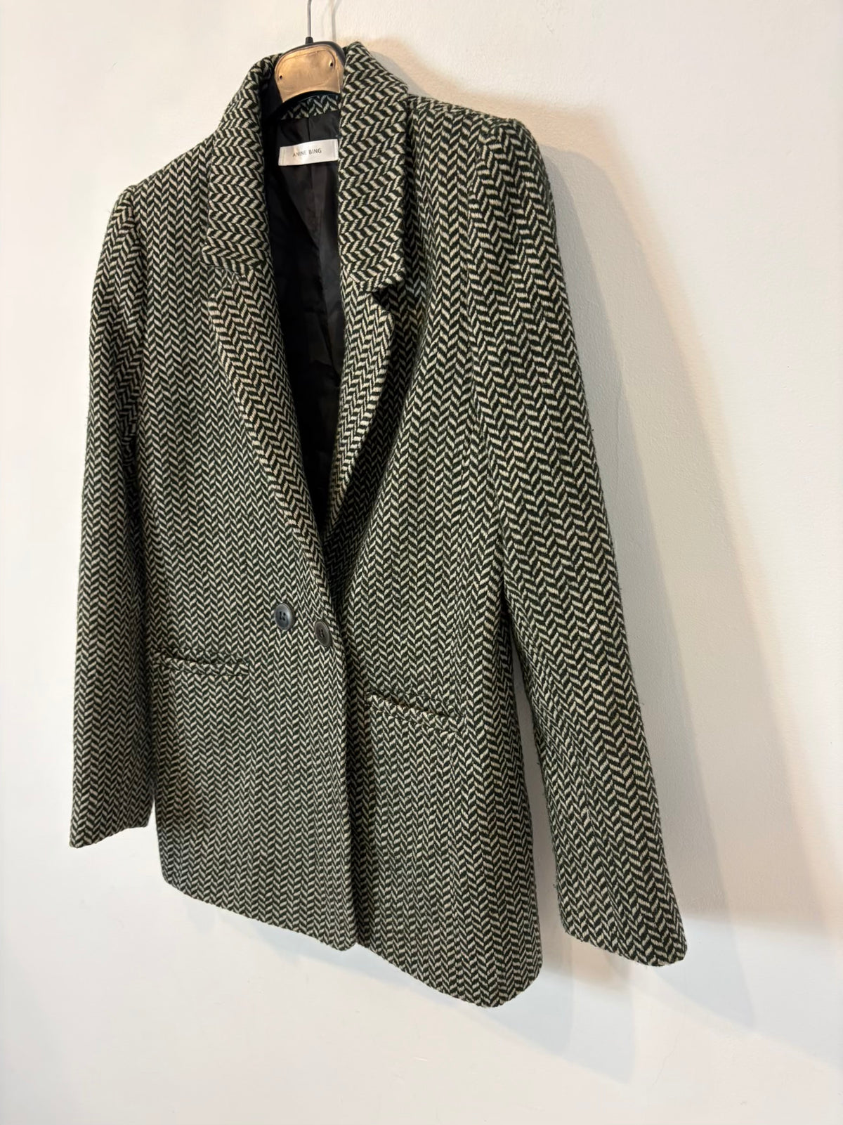 ANINE BING. Blazer jaspeada con lana
