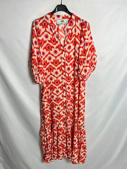 SEE-IOU. Orange printed midi dress. TU(s/m) (Tara)