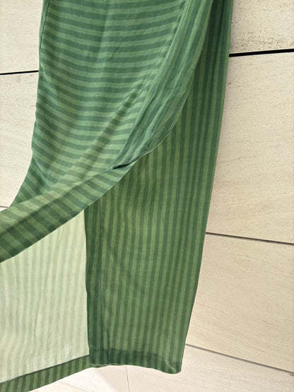 CANTÉ x ANITA. Falda larga cruzada rayas en verde