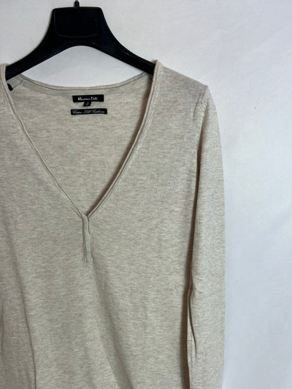 MASSIMO DUTTI. Thin beige TS sweater