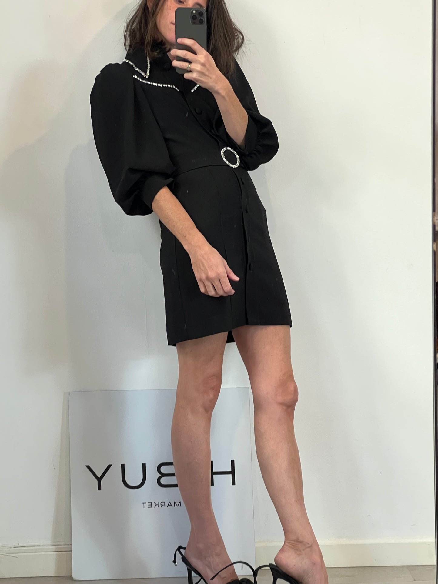 UTERQÜE. Vestido negro abalorios T.xs