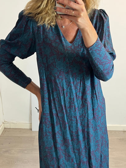 MAGNOLYA. Vestido largo fluido bicolor detalle mangas. T 1(S)