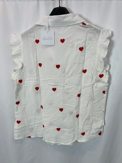CARLOTA&amp;CO. White blouse with hearts Tm/l