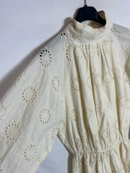 MANGO. Beige die-cut dress S.xs