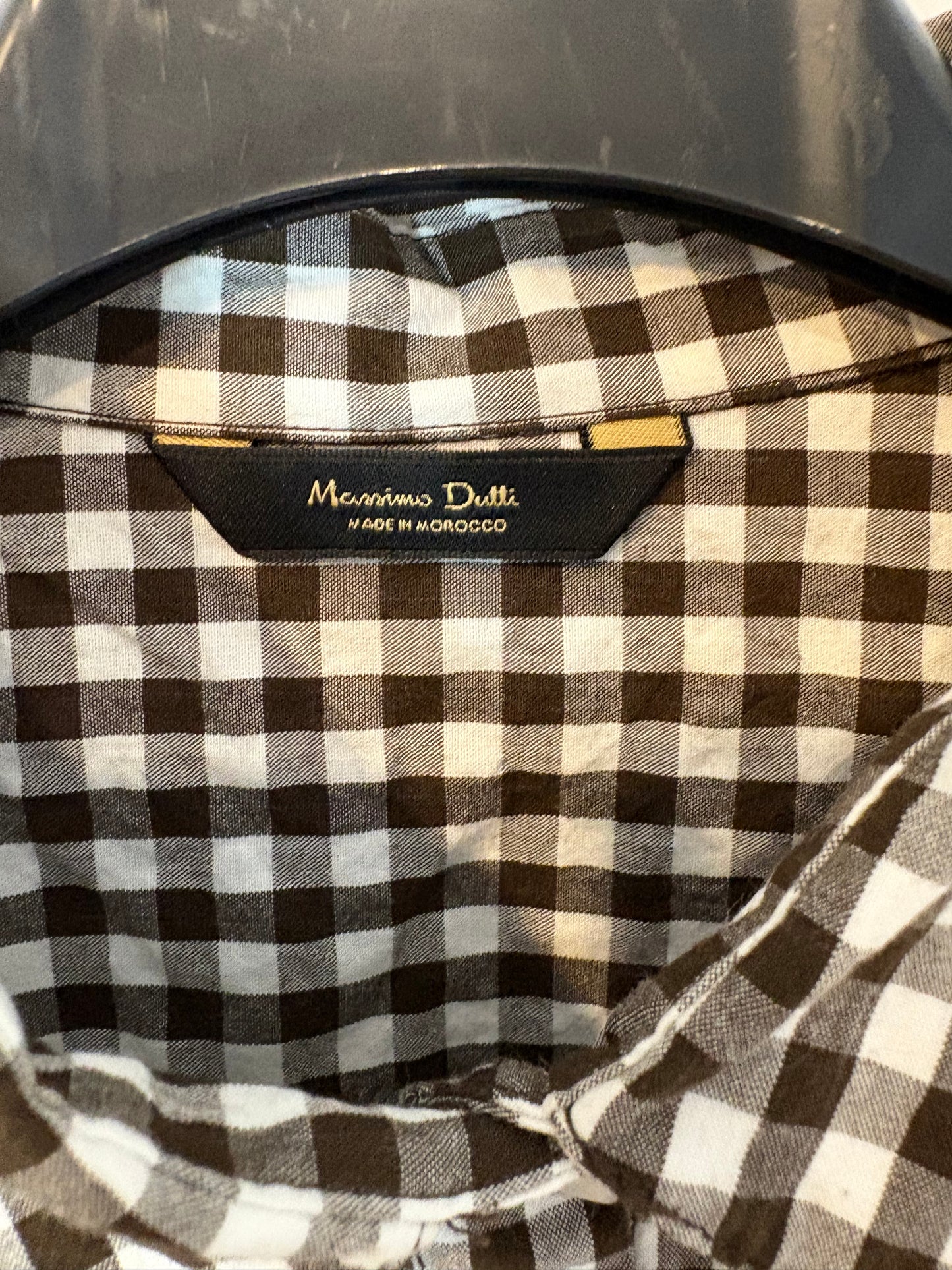 MASSIMO DUTTI. Camisa vichy marrón