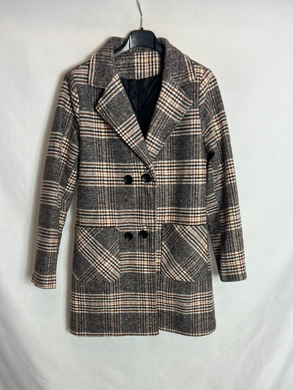 OTRAS. Abrigo cuadros tonos tierra Tu(s)