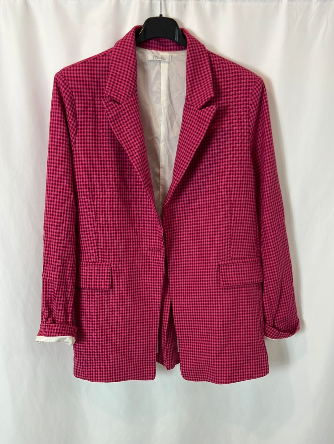 MOTEL. Pink Houndstooth Blazer TM