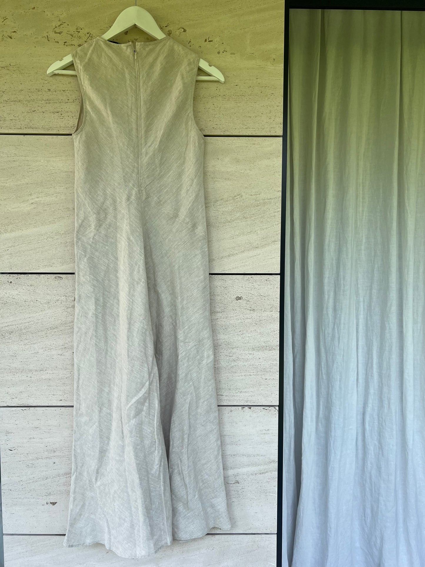 ZARA. Vestido midi lino beige. T S