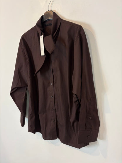 ZARA. Blusa marrón volumen lazada