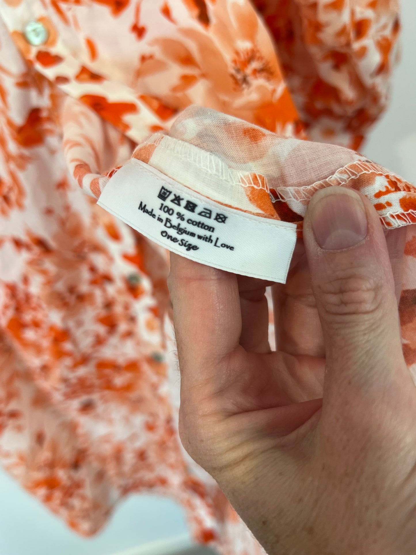 PAOLINA. Vestido camisero flores naranjas Tu(s/m)