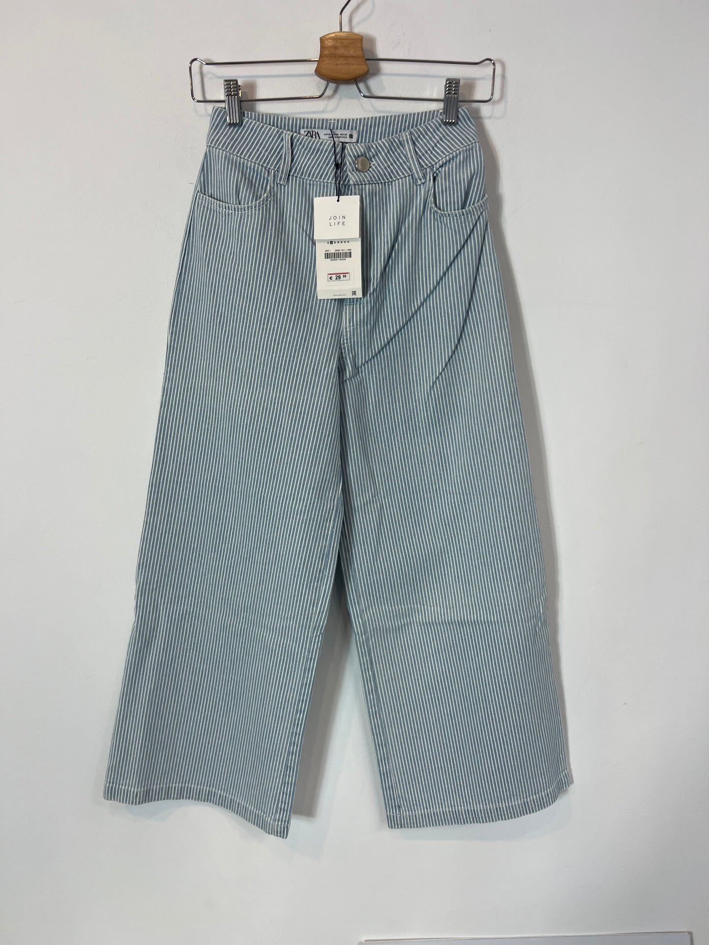 ZARA. Denim culotte claro rayas. T 34