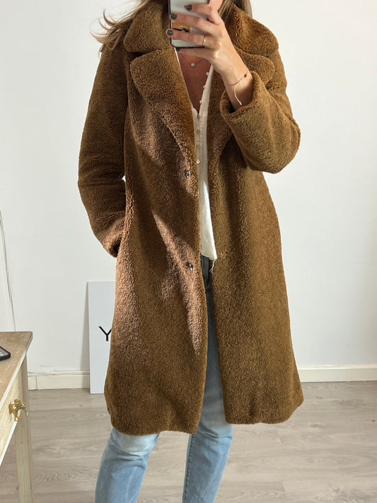 ZARA. abrigo camel borrego T.m