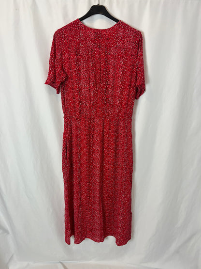 FINN FALRE. Vestido midi rojo estampado . T M