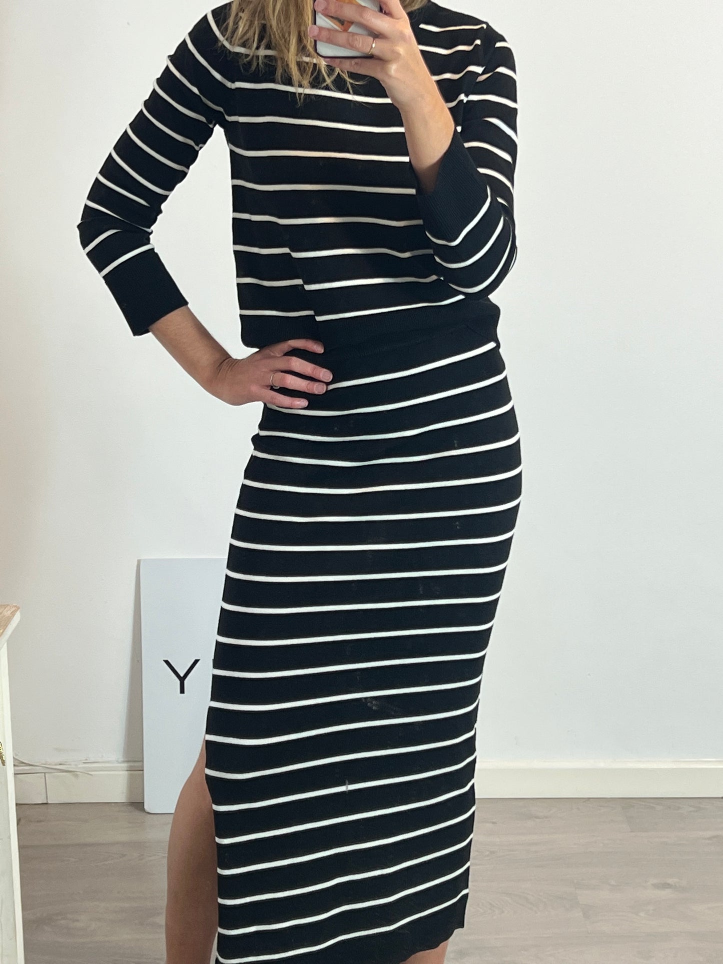 PIECES. Jersey negro punto rayas T.xs